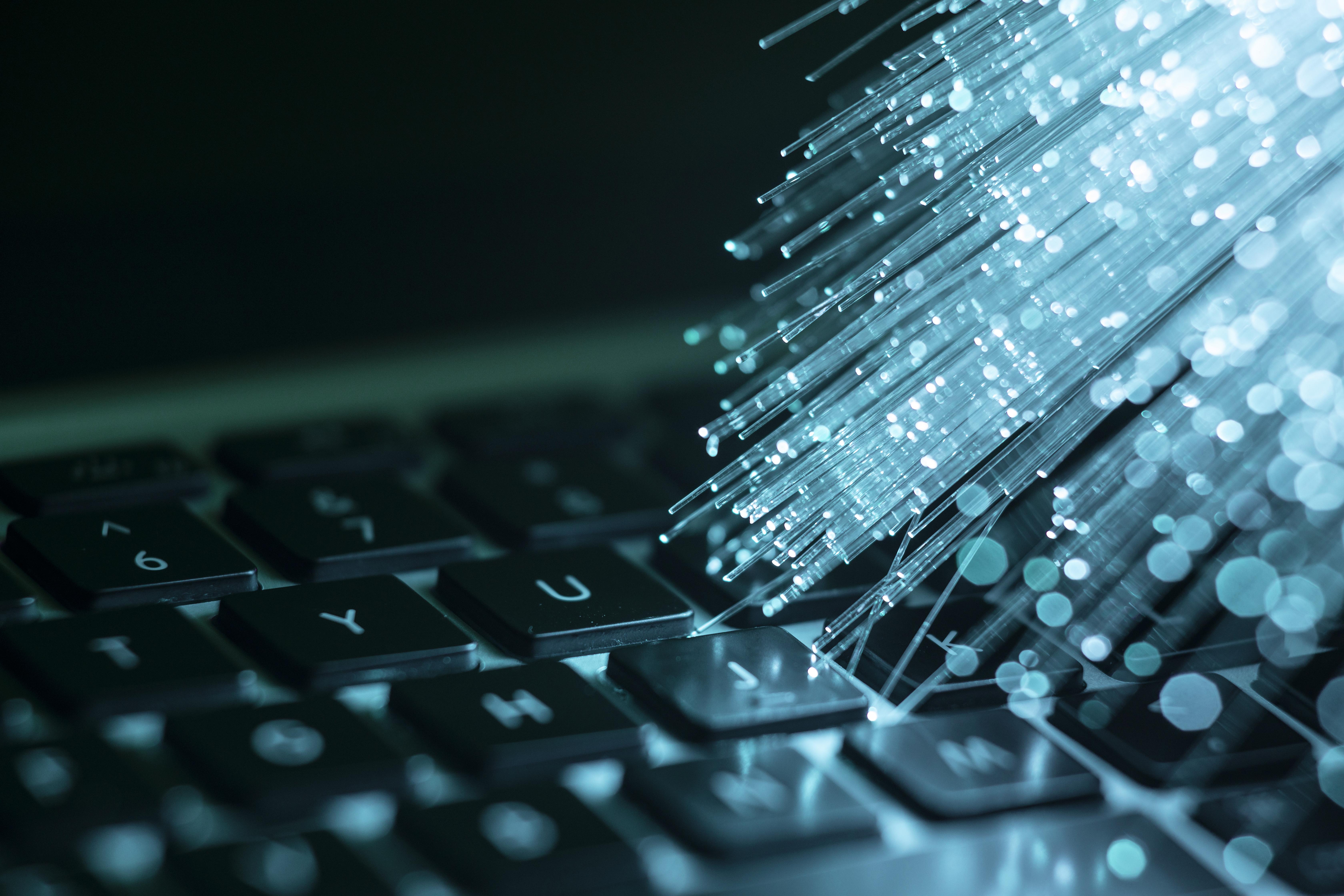 Technology background with fiber optic cables